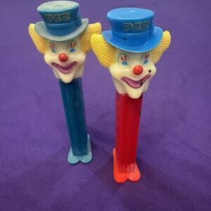 Vintage PEZ Clown Dispenser Pair‎ 1970s Collectible Candy Toy